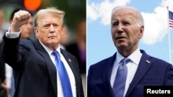 Ảnh phối hợp: Cựu Tổng thống Donald Trump, trái, và đương kim Tổng thống Joe Biden